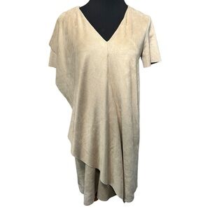 Zara Faux Suede Asymmetrical Draped Mini Dress